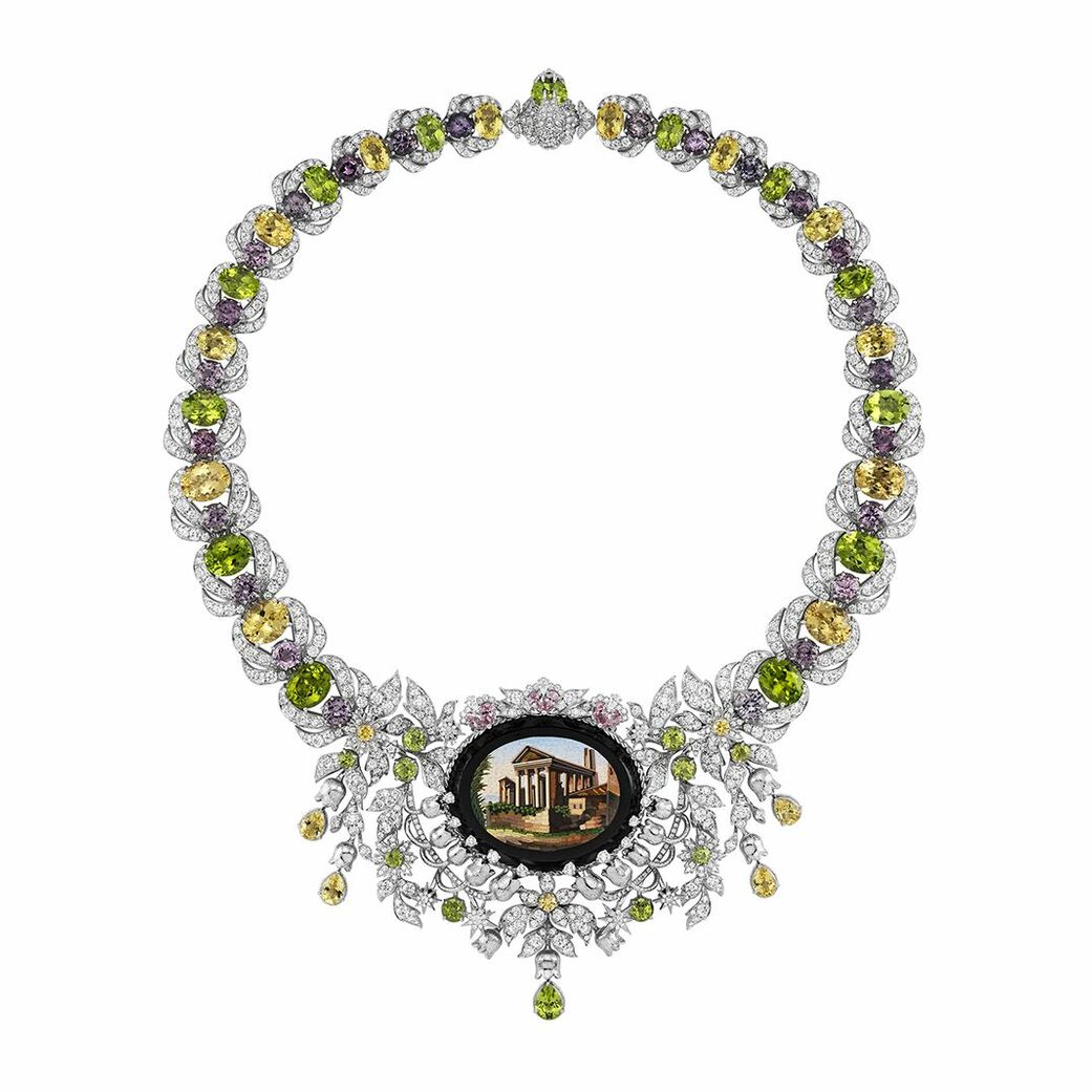 Bulgari High Jewellery necklace in white gold, coloured gemstones and diamond
