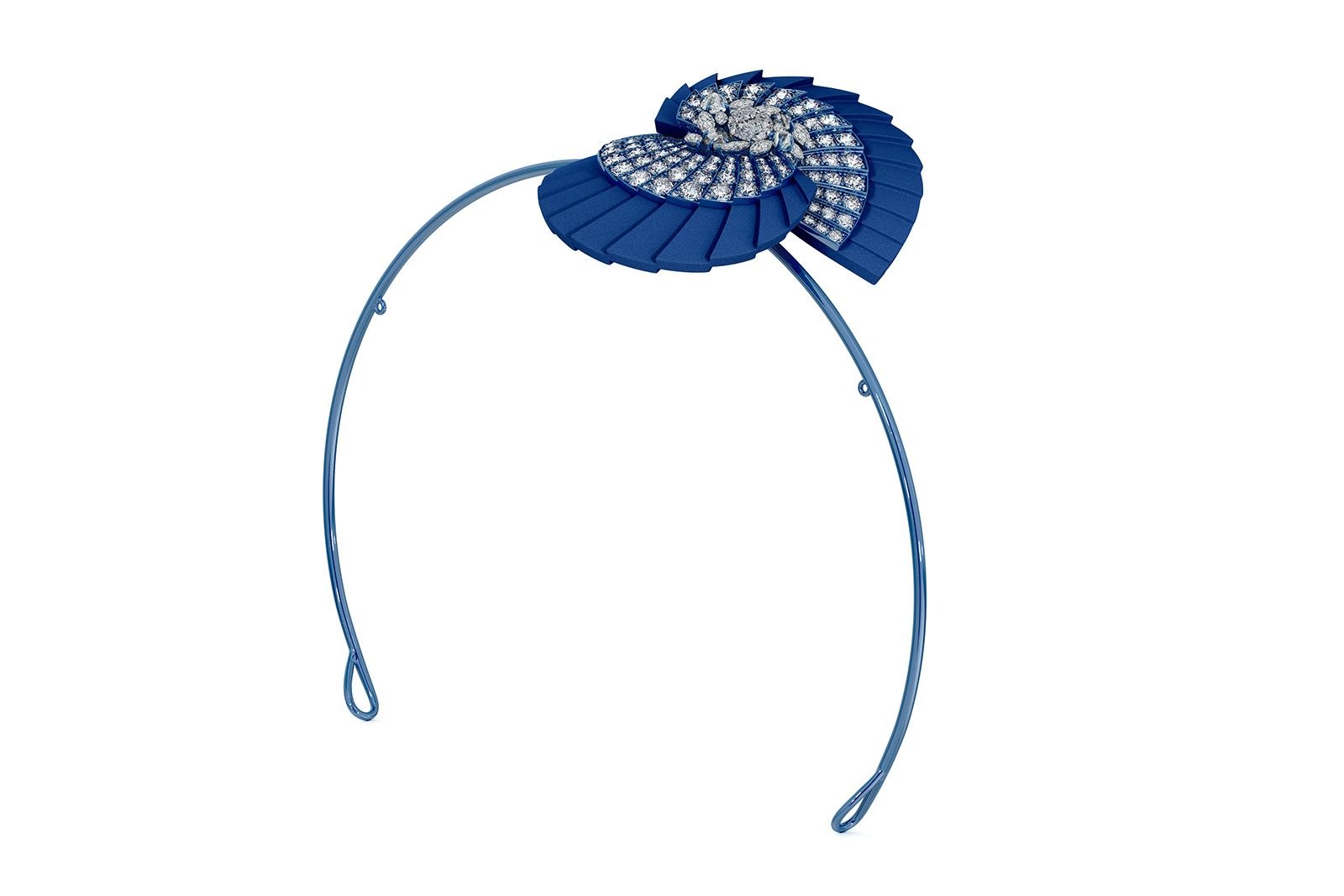 Ascending Shadows headband from the Alchemist of Light High Jewellery collection in white gold, titanium, aluminium and diamond