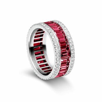 White gold, ruby and diamond ring 