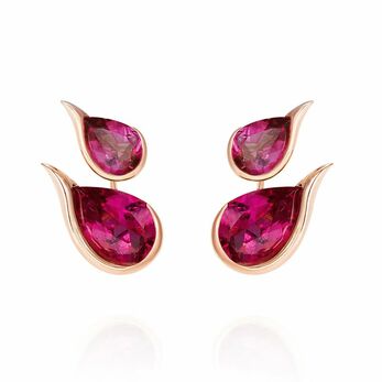 Ignite Double earrings in rose gold, and rubellite