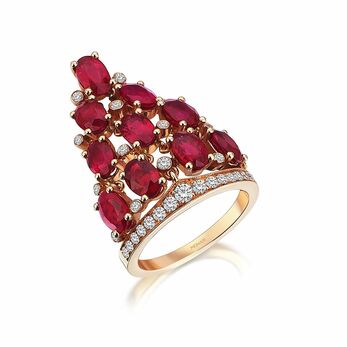 Ode to Colour rose gold, ruby and diamond ring
