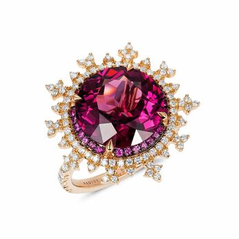 Tsarina ring in rose gold, rubellite, sapphire and diamond 