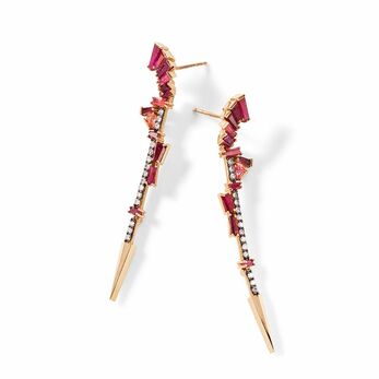 Rose gold, precious gemstone and diamond earrings