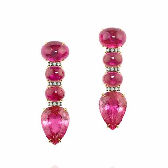 Anatha Rubelita earrings in gold, rubellite and diamond