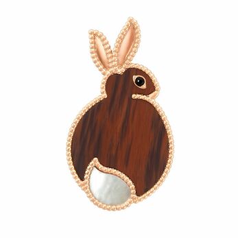 Lucky Animals Rabbit clip in rose gold, mother-of-pearl, obsidian and onyx