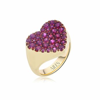 Ring in pink gold and pink gemstones