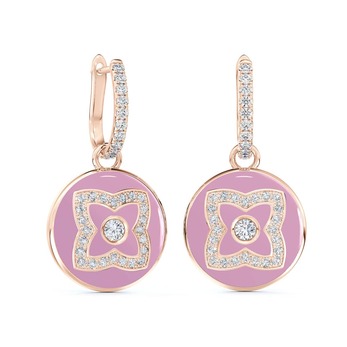 Enchanted Lotus sleeper earrings in rose gold, pink enamel and diamond