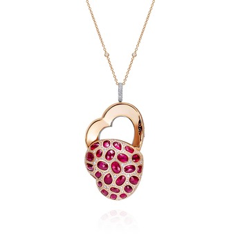 London Ruby Heart necklace in rose gold and rubies