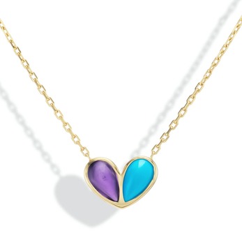 Gold, amethyst and turquoise necklace 