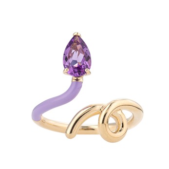 Gold, amethyst and enamel ring