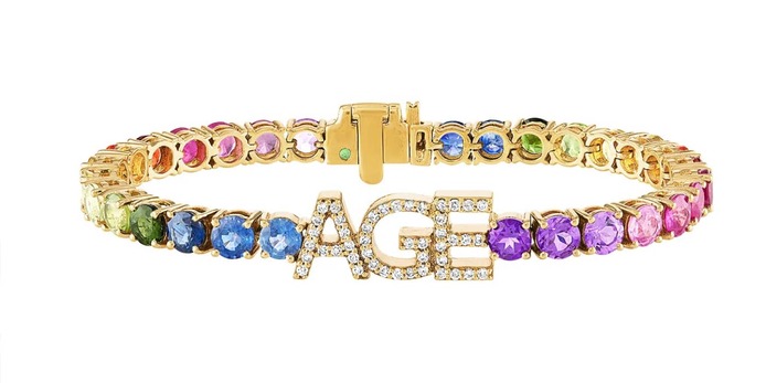 Bracelet in gold, coloured gemstones and diamonds 