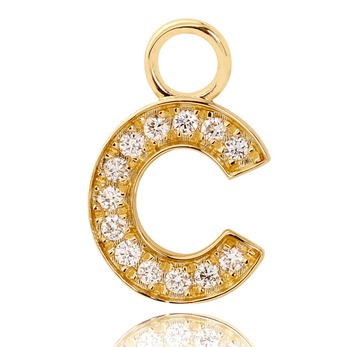 Alphabet C charm in gold and diamond