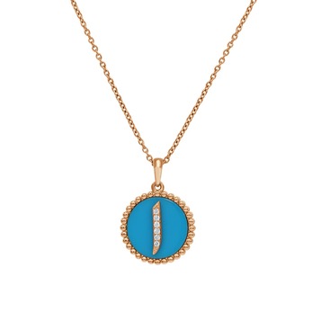 J pendant in gold, enamel and diamond