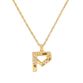 P necklace in gold and diamond 