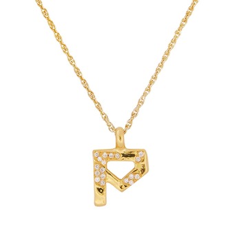 P necklace in gold and diamond 