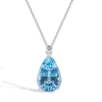 Pendant in white gold, aquamarine and diamond