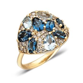 Ring in gold, aquamarine and diamond