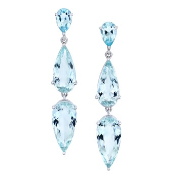 Earrings in white gold, aquamarine and diamond 