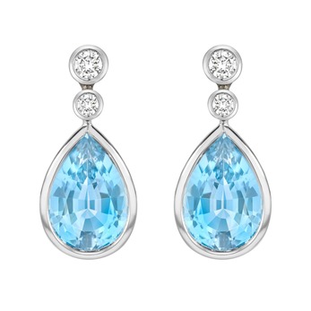 Earrings in white gold, aquamarine and diamond