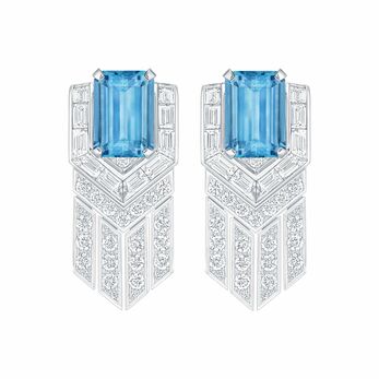 High Jewellery earrings in white gold, aquamarine and diamond