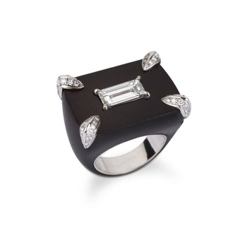 Rhodium, white gold and diamond ring