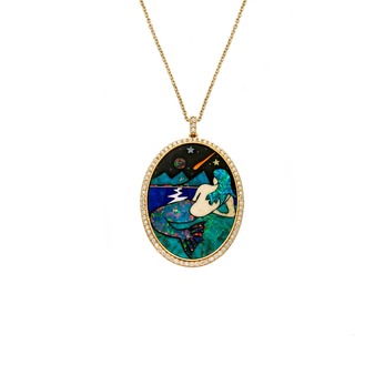 Gold and enamel pendant