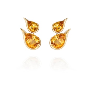 Ignite Double earrings in gold and citrine