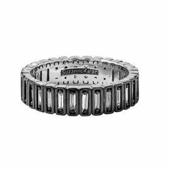 Inlay Diamond Eternity band in blackened white gold and diamond