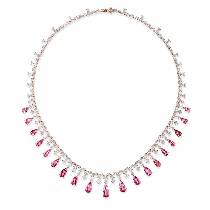 Classics necklace in rose gold, pear-cut tourmaline and diamond
