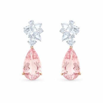 Earrings in white gold, pink morganite and diamond