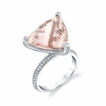 Ark ring in white gold, morganite and diamond