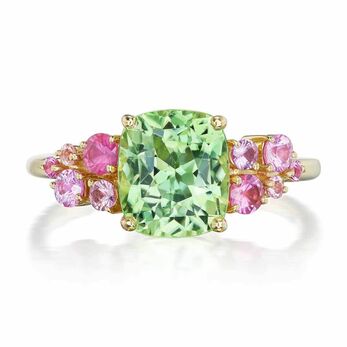 Chroma ring in gold, peridot and pink sapphire