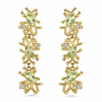 Nine Mile Reef earrings in gold, peridot and diamond