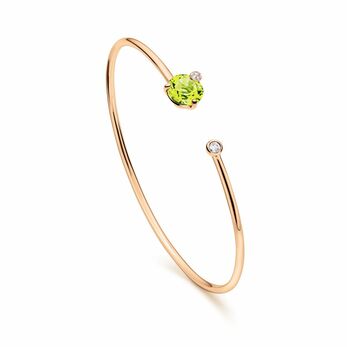 Bracelet in gold, peridot and diamond