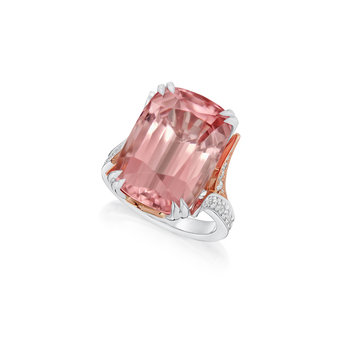 Ring in rose gold, platinum, featuring a 19-ct pink tourmaline