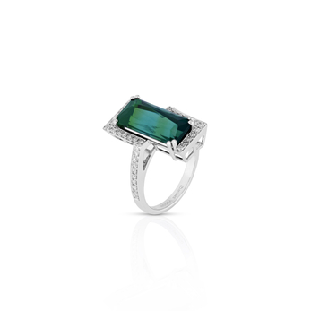Ring in white gold, diamond and tourmaline