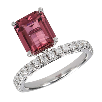 Ring in white gold, diamond and tourmaline