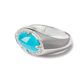 Ring in white gold, diamond and Paraiba tourmaline