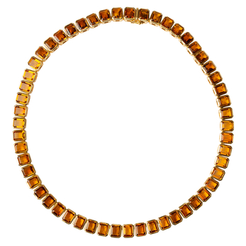  Citrine Bezel Set Rivière necklace in gold and citrine