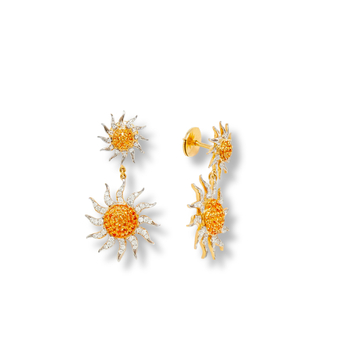 Earrings in gold, diamond and citrine