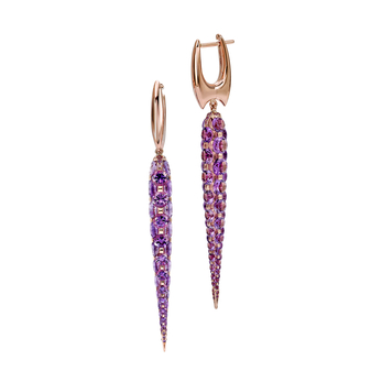 Merveilles Icicle earrings in rose gold and amethyst