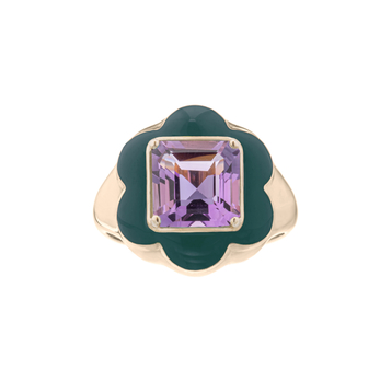 Give Them Flowers ring in gold, enamel and amethyst