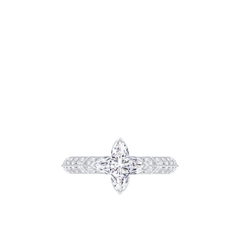 Ring in white gold, diamond and monogram diamond