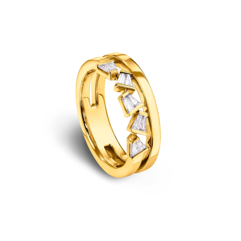 Rock Diamond ring in gold and custom cut diamond