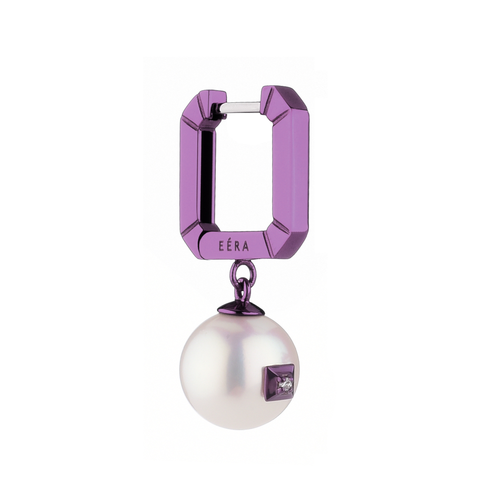 Mini pearl earring with pearl and diamond in 18k gold
