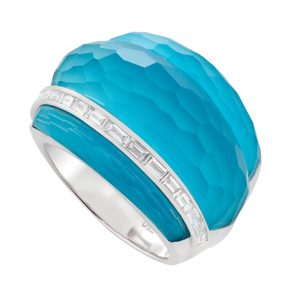 Crystal Haze Amplified Cocktail ring with turquoise and diamonds in 18k white gold