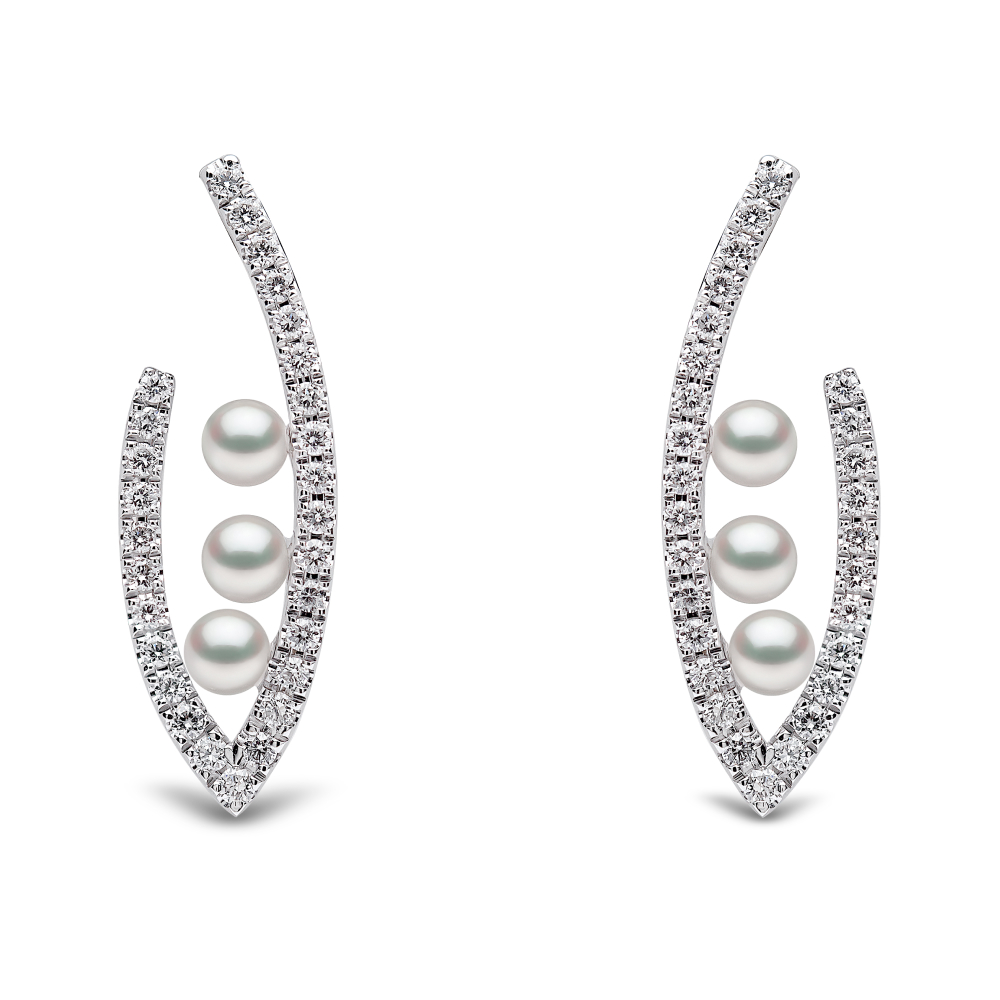 Earrings from the Yoko London Sleek Collection with Japanese Akoya pearls and diamonds in 18k white gold