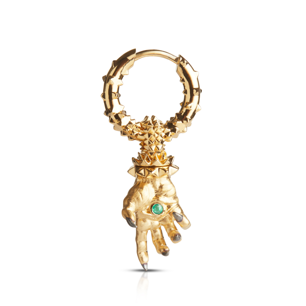 Charm with emerald in 925 Silver with yellow gold vermeil