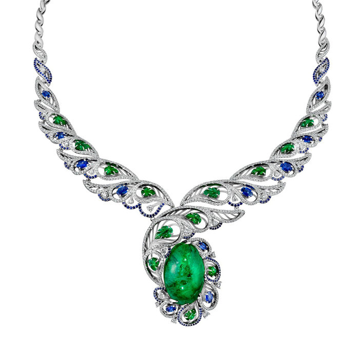 Ringo Russian emerald, sapphire and diamond necklace