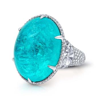 Martin Katz ring with Paraiba tourmaline cabochon and diamonds